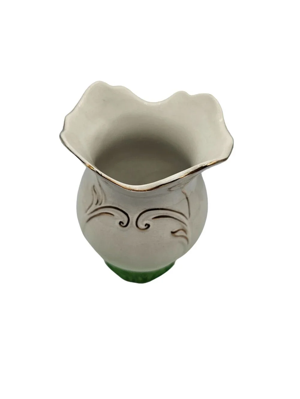 Antique Vase Toothbrush Holder Royal Semi Porcelain Dudson Green White